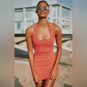 L.Space Striped Halter Neck Dress